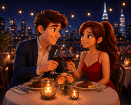 Couple at candlelight dinner